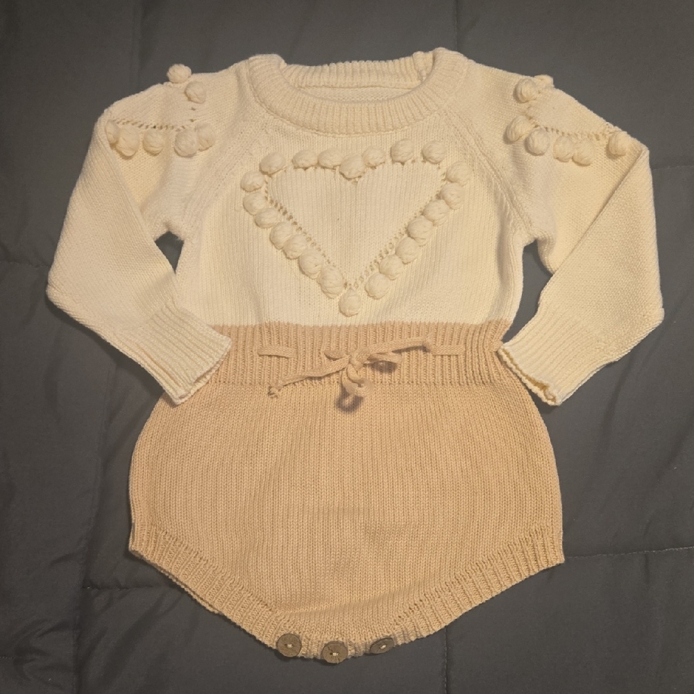 Knit Baby Girl Romper With Tights